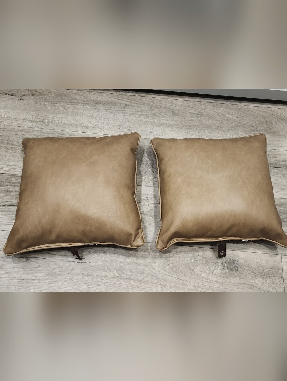 Neutral Tan Leather Throw Pillows From Brinkley